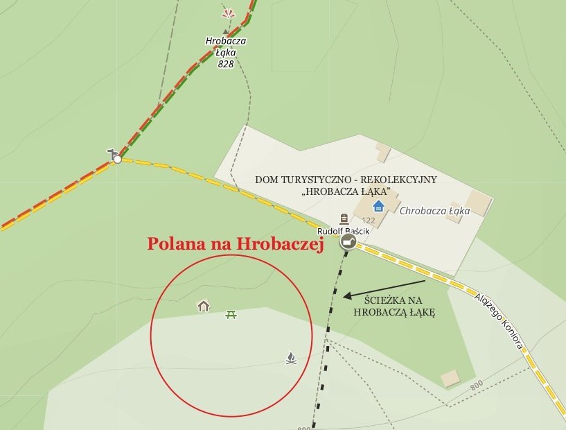 Hrobacza Łąka: Przebieg ścieżki na Hrobaczą Łąkę