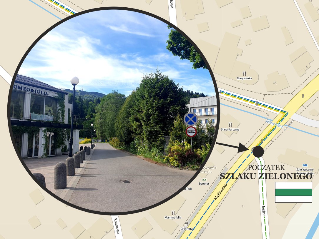 Skrzyczne: Początek szlaku zielonego w Szczyrku