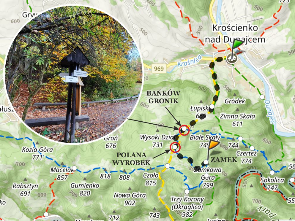 Zamek Pieniński: Przebieg szlaku na Zamek Pieniński