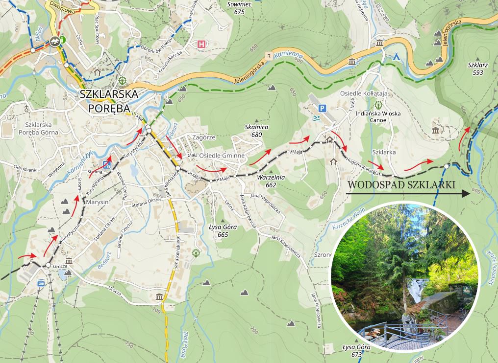 Wodospad Szklarki: Szlak czarny od strony Szklarskiej Poręby