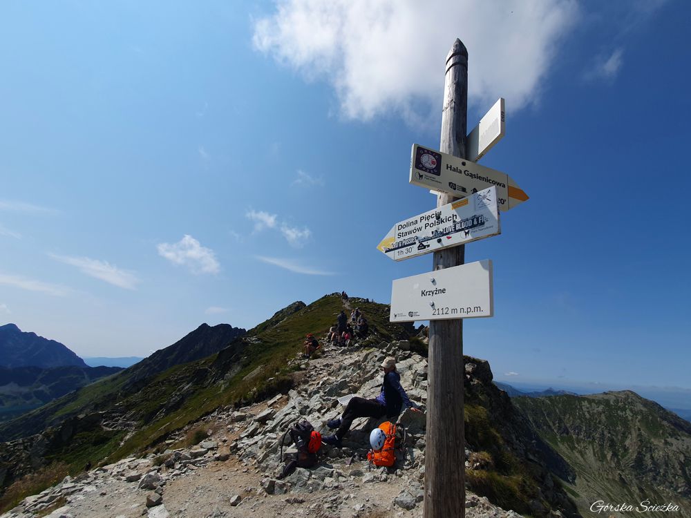 Przełęcz Krzyżne: Tabliczka z oznaczeniem przełęczy