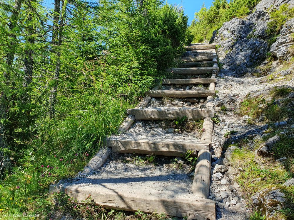 Wielki Kopieniec: Schodki na podejściu na szczyt