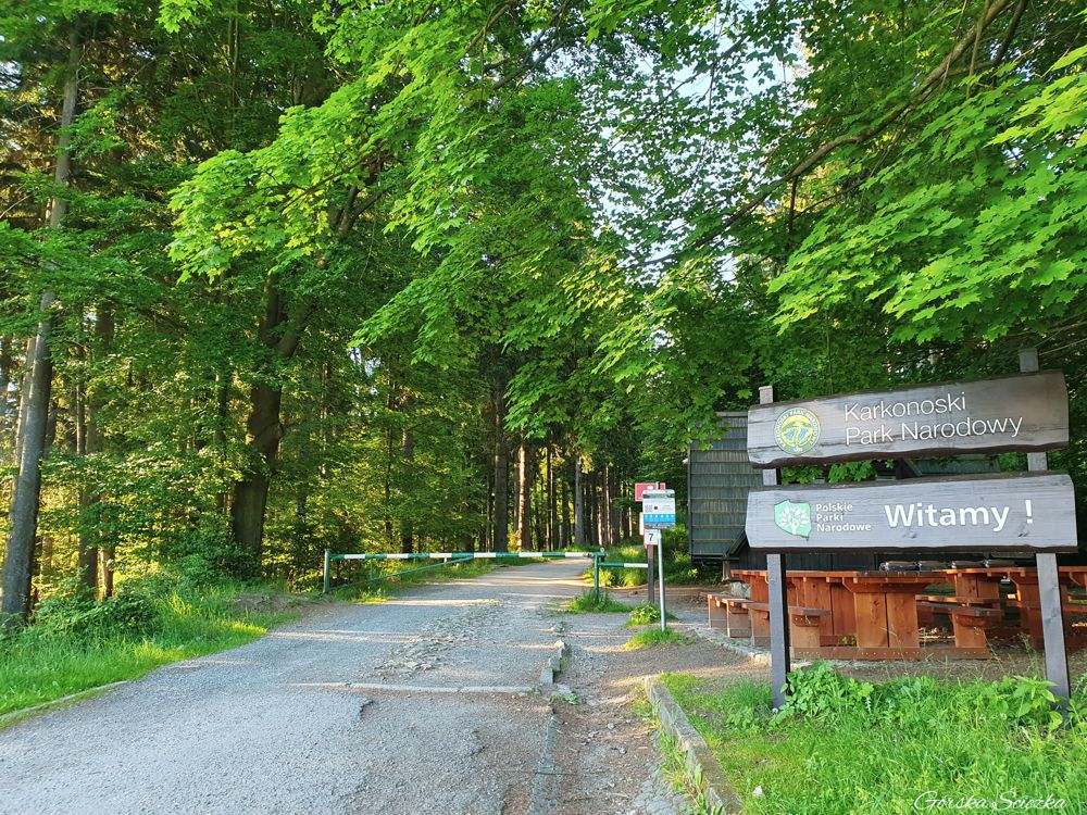 Śnieżka przez Kocioł Łomniczki: Wejście do Karkonoskiego Parku Narodowego