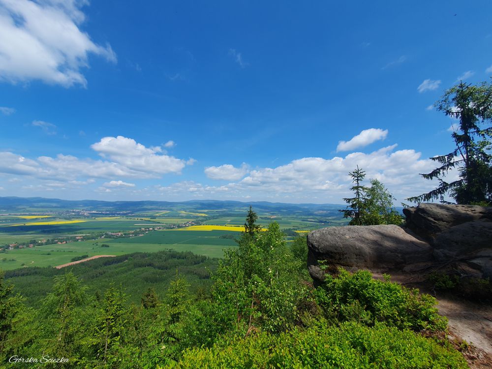 Broumowskie Ściany (Broumovske Steny): Panorama ze szczyty Korony (Koruna)